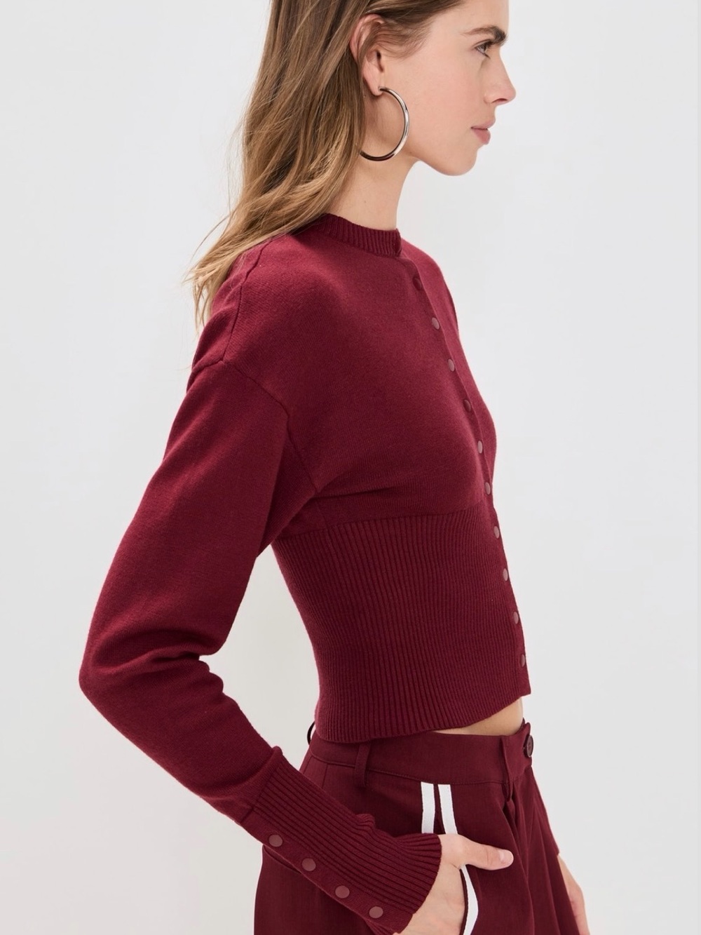 Lioness Head in the Clouds Maroon Cardigan - Picture 5 of 9